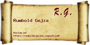 Rumbold Gejza névjegykártya